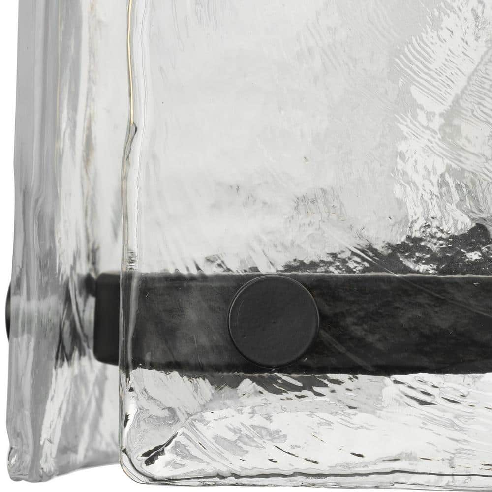 Progress Lighting Rivera 60-Watt 5-Light Matte Black Island Light with Textured Glass Shades