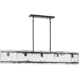 Progress Lighting Rivera 60-Watt 5-Light Matte Black Island Light with Textured Glass Shades