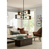 Progress Lighting Boundary 30 in. 4-Light Matte Black Contemporary Chandelier for Dining Rooms, Great Rooms, Bedrooms with Chicory Accents