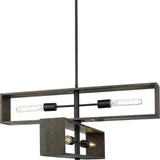 Progress Lighting Boundary 30 in. 4-Light Matte Black Contemporary Chandelier for Dining Rooms, Great Rooms, Bedrooms with Chicory Accents