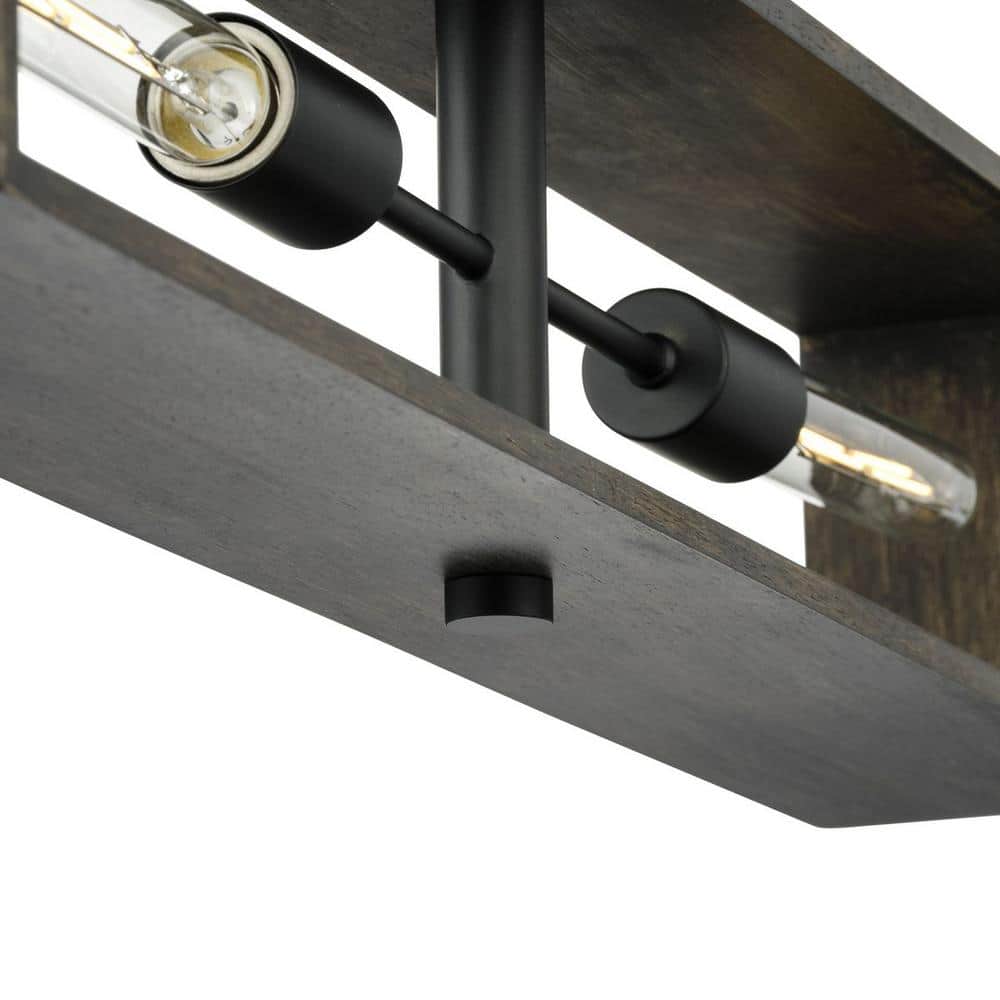 Progress Lighting Boundary 30 in. 4-Light Matte Black Contemporary Chandelier for Dining Rooms, Great Rooms, Bedrooms with Chicory Accents