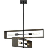 Progress Lighting Boundary 30 in. 4-Light Matte Black Contemporary Chandelier for Dining Rooms, Great Rooms, Bedrooms with Chicory Accents