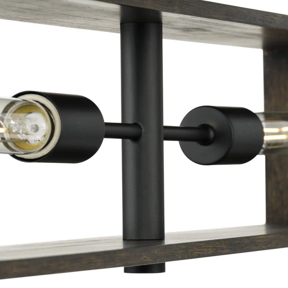 Progress Lighting Boundary 30 in. 4-Light Matte Black Contemporary Chandelier for Dining Rooms, Great Rooms, Bedrooms with Chicory Accents