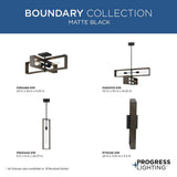 Progress Lighting Boundary 30 in. 4-Light Matte Black Contemporary Chandelier for Dining Rooms, Great Rooms, Bedrooms with Chicory Accents