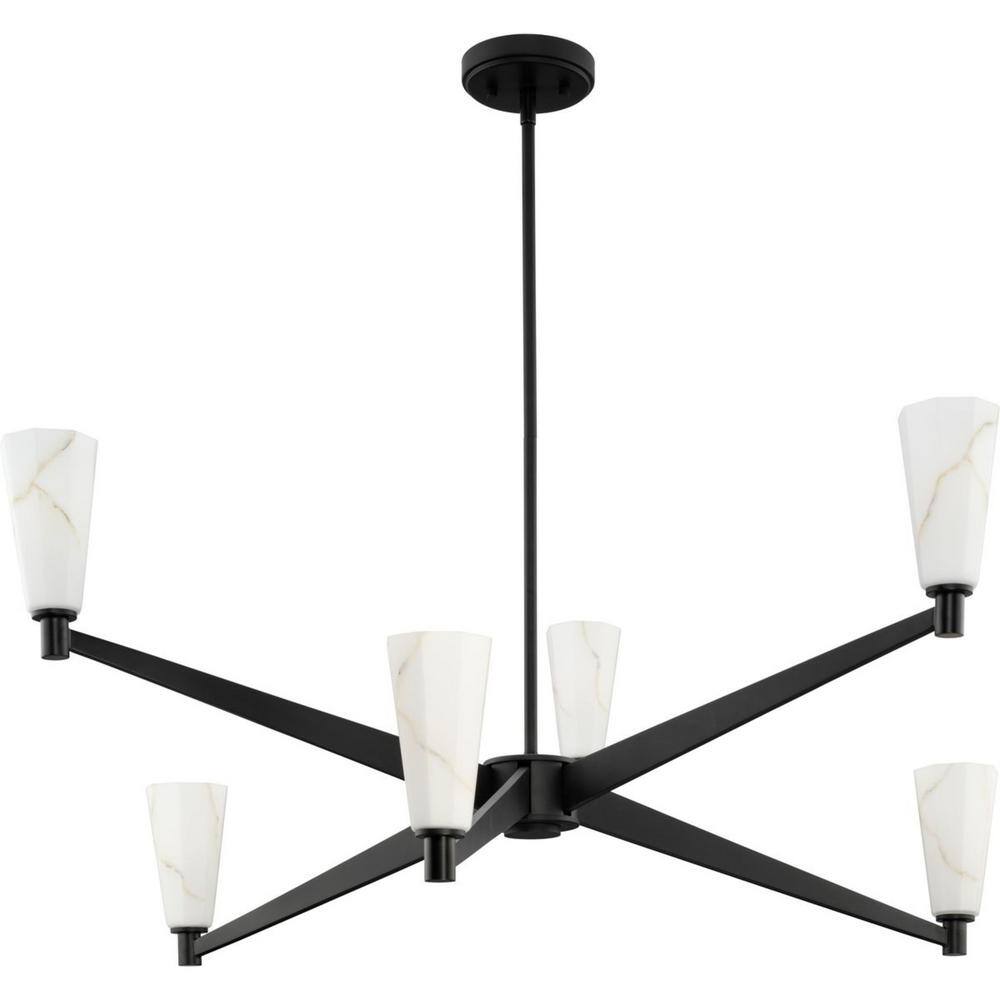 Progress Lighting Tosca Collection 6-Light Matte Black Modern Luxe Chandelier