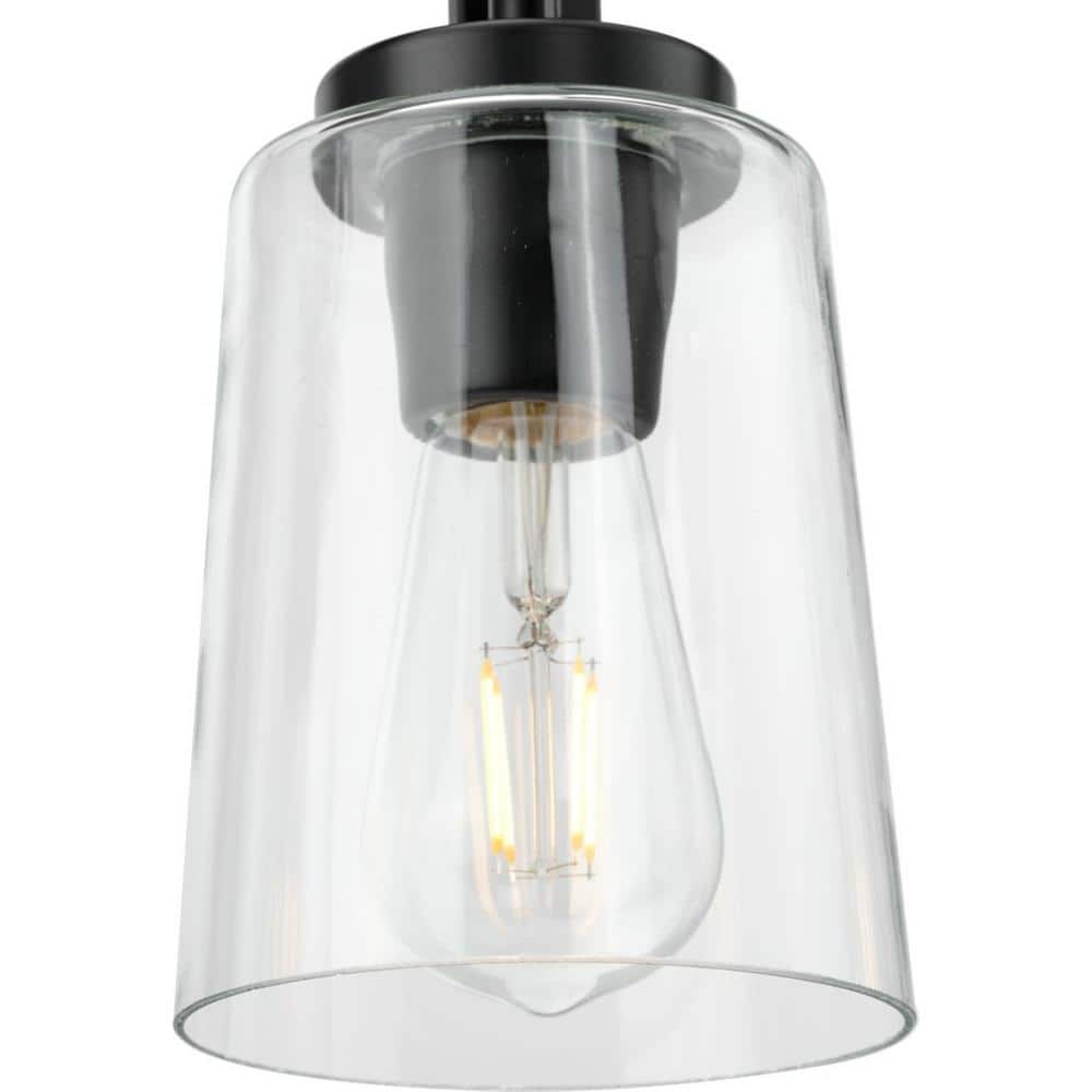 Progress Lighting Huntscroft Collection 34 in. 5-Light Matte Black Island Linear Chandelier for Bar, Kitchen and Dining Room