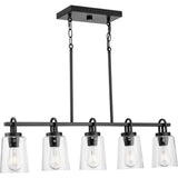 Progress Lighting Huntscroft Collection 34 in. 5-Light Matte Black Island Linear Chandelier for Bar, Kitchen and Dining Room