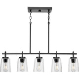 Progress Lighting Huntscroft Collection 34 in. 5-Light Matte Black Island Linear Chandelier for Bar, Kitchen and Dining Room