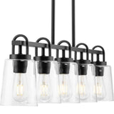 Progress Lighting Huntscroft Collection 34 in. 5-Light Matte Black Island Linear Chandelier for Bar, Kitchen and Dining Room