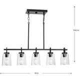 Progress Lighting Huntscroft Collection 34 in. 5-Light Matte Black Island Linear Chandelier for Bar, Kitchen and Dining Room