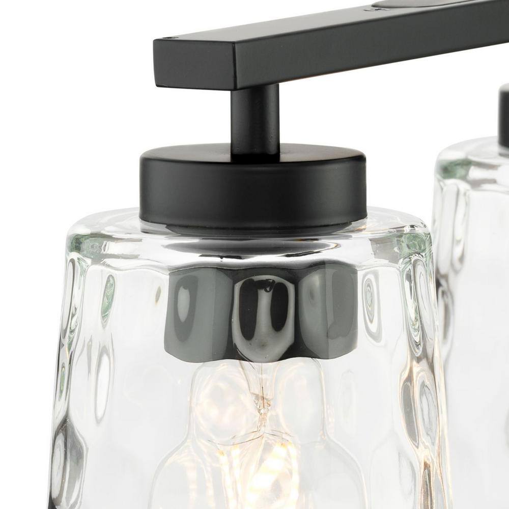 Progress Lighting Mauzy Collection 5-Light Matte Black Transitional Linear Chandelier with Clear Water Glass Shade for Dining Room