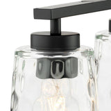Progress Lighting Mauzy Collection 5-Light Matte Black Transitional Linear Chandelier with Clear Water Glass Shade for Dining Room