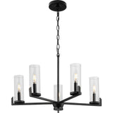 Progress Lighting Pellum Collection 25 in. 5-Light Matte Black Modern Traditional Chandelier for Dining Room