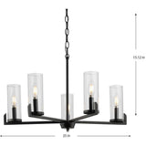 Progress Lighting Pellum Collection 25 in. 5-Light Matte Black Modern Traditional Chandelier for Dining Room