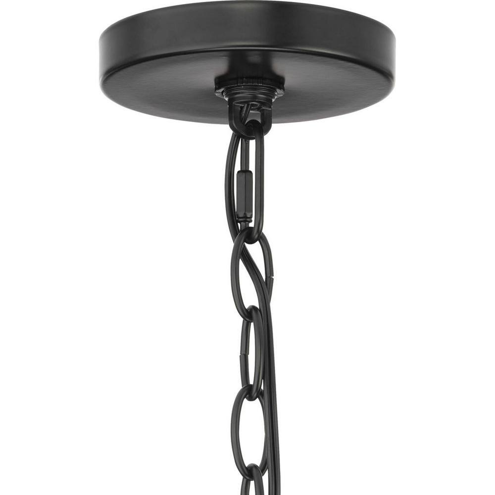 Progress Lighting Pellum Collection 25 in. 5-Light Matte Black Modern Traditional Chandelier for Dining Room