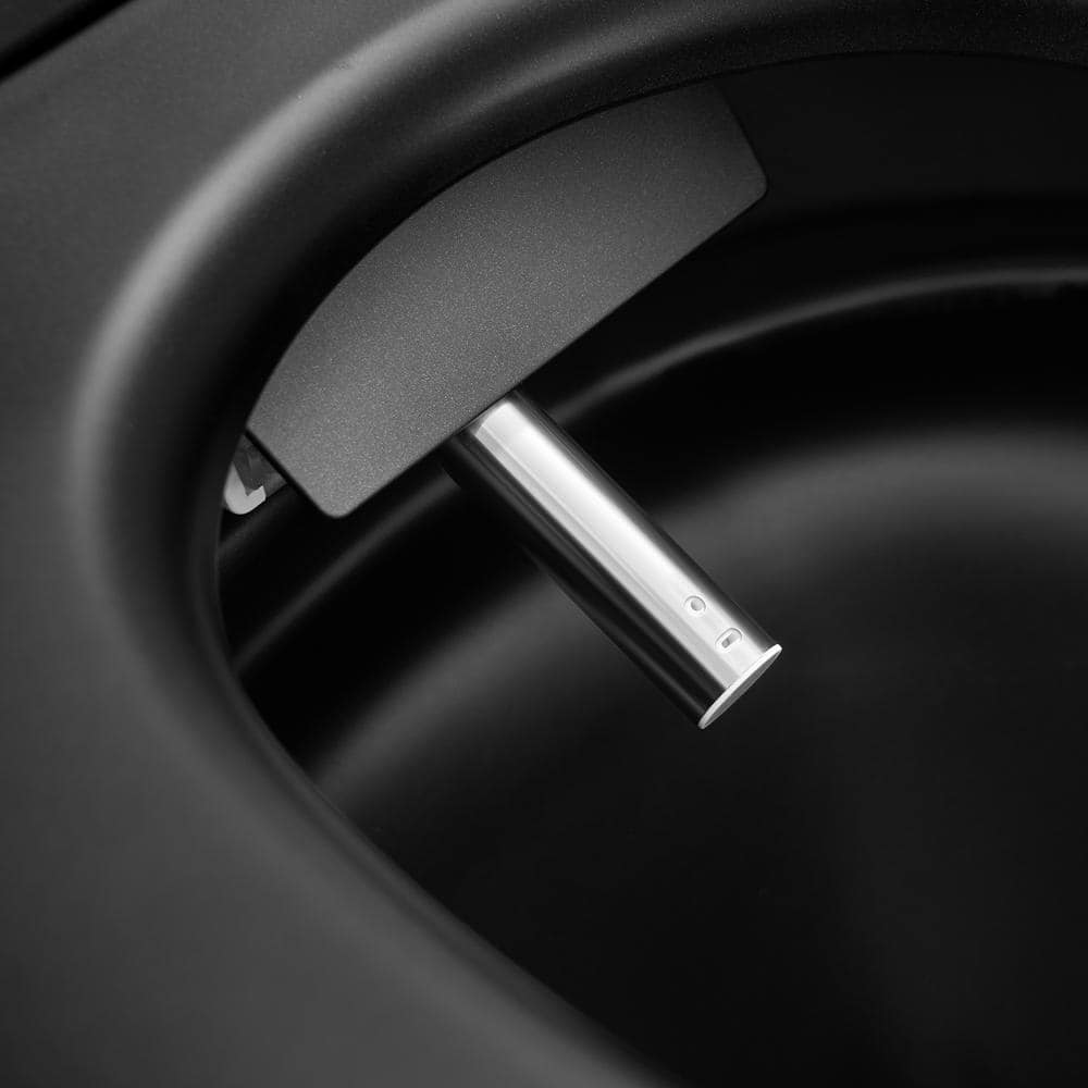Staykiwi Matte Black Elongated Bidet Toilet 1.28 GPF with Adjustable Sprayer, Deodorizing, Soft Close
