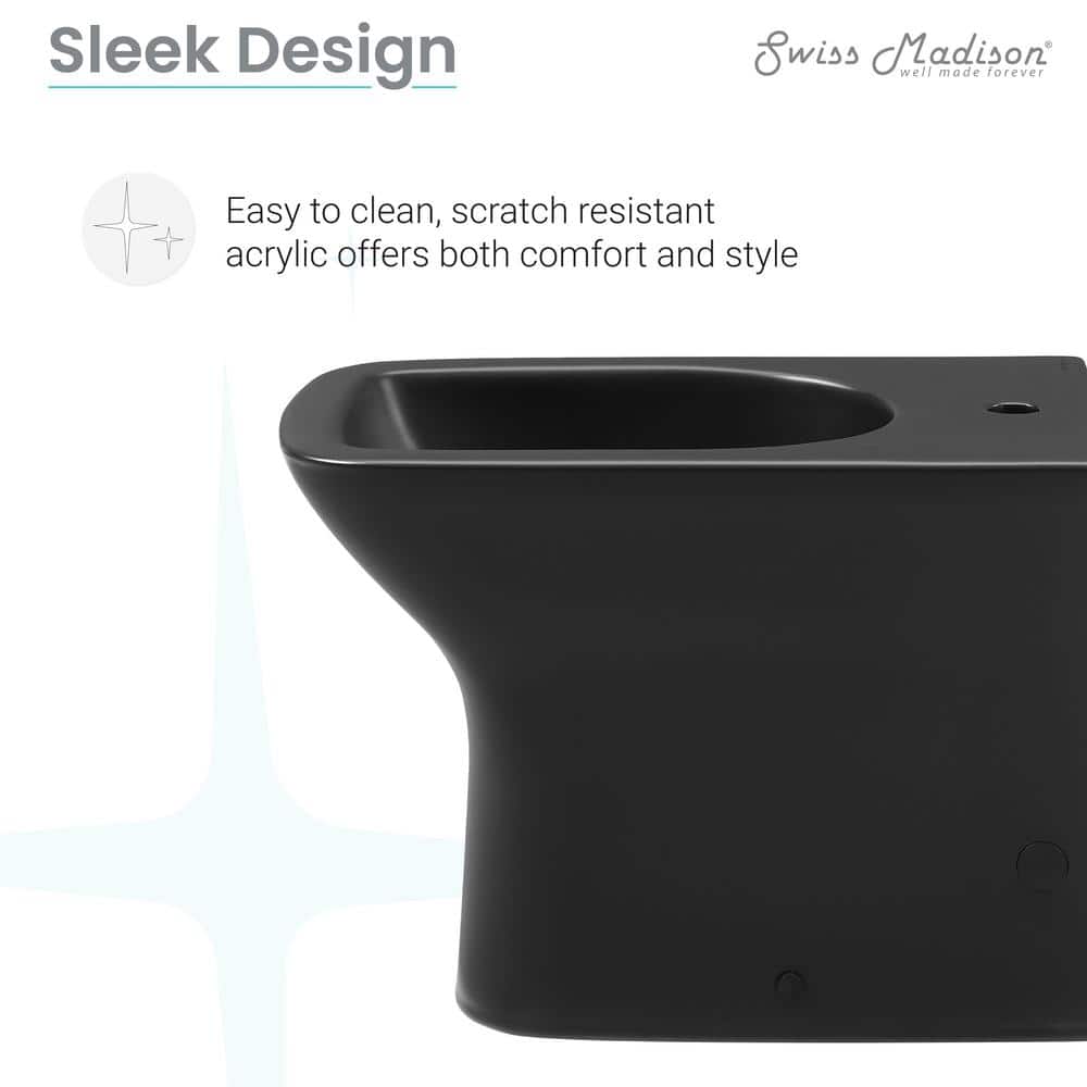 Swiss Madison Carre Elongated Matte Black Bidet - Sleek Modern Design