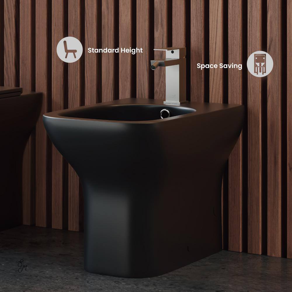 Swiss Madison Carre Elongated Matte Black Bidet - Sleek Modern Design