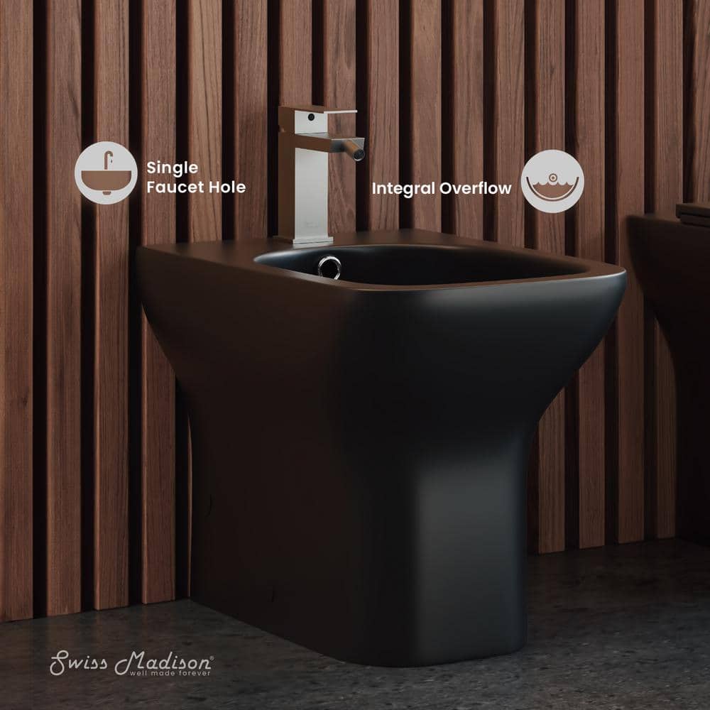 Swiss Madison Carre Elongated Matte Black Bidet - Sleek Modern Design