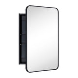 TEHOME Garnes 20 in. W x 30 in. H Rectangular Recessed or Surface Mount Metal Framed Medicine Cabinet with Mirror in Black