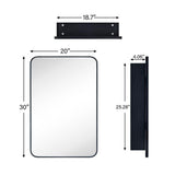 TEHOME Garnes 20 in. W x 30 in. H Rectangular Recessed or Surface Mount Metal Framed Medicine Cabinet with Mirror in Black