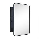 TEHOME Garnes 24 in. W x 36 in. H Rectangular Recessed or Surface Mount Metal Framed Medicine Cabinet with Mirror in Black
