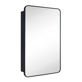 TEHOME Garnes 24 in. W x 36 in. H Rectangular Recessed or Surface Mount Metal Framed Medicine Cabinet with Mirror in Black