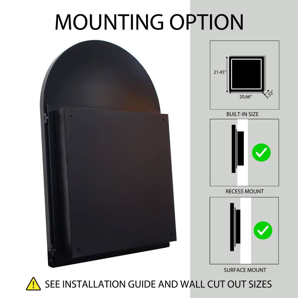 Tenleaf 24.00 in. W x 35.80 in. H Arched Metal Medicine Cabinet with Mirror, Wall Cabinet with Adjustable Shelves, Matte Black