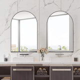 Tenleaf 24.00 in. W x 35.80 in. H Arched Metal Medicine Cabinet with Mirror, Wall Cabinet with Adjustable Shelves, Matte Black