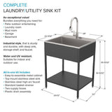 Transolid 18 Gal Matte Black Freestanding Laundry Sink with Cabinet and Faucet