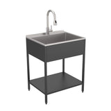 Transolid 18 Gal Matte Black Freestanding Laundry Sink with Cabinet and Faucet