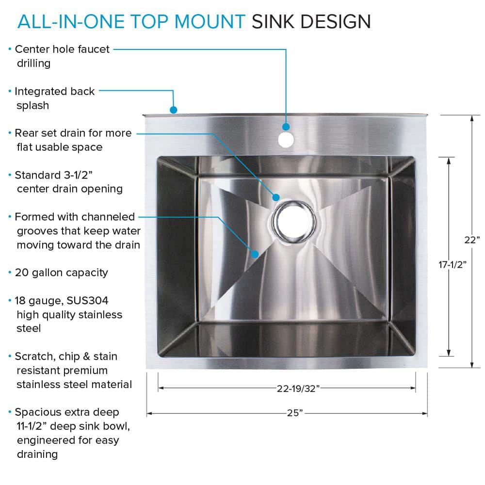 Transolid Stainless Steel Apron-Front Utility Sink with Matte Black Wash Stand