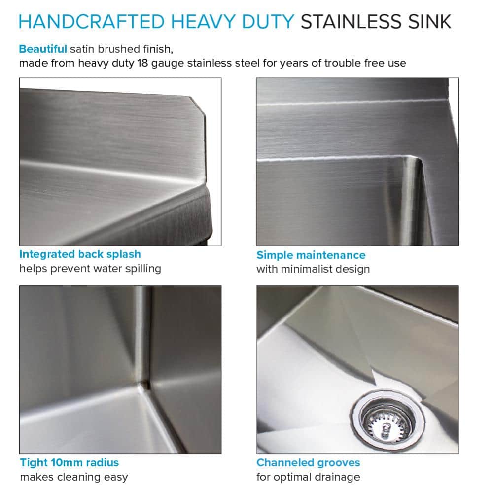 Transolid Stainless Steel Apron-Front Utility Sink with Matte Black Wash Stand