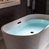 WOODBRIDGE Dieppe 59 in. Acrylic Double-Ended Flat Bottom Freestanding Bathtub with Chrome Overflow and Drain, White