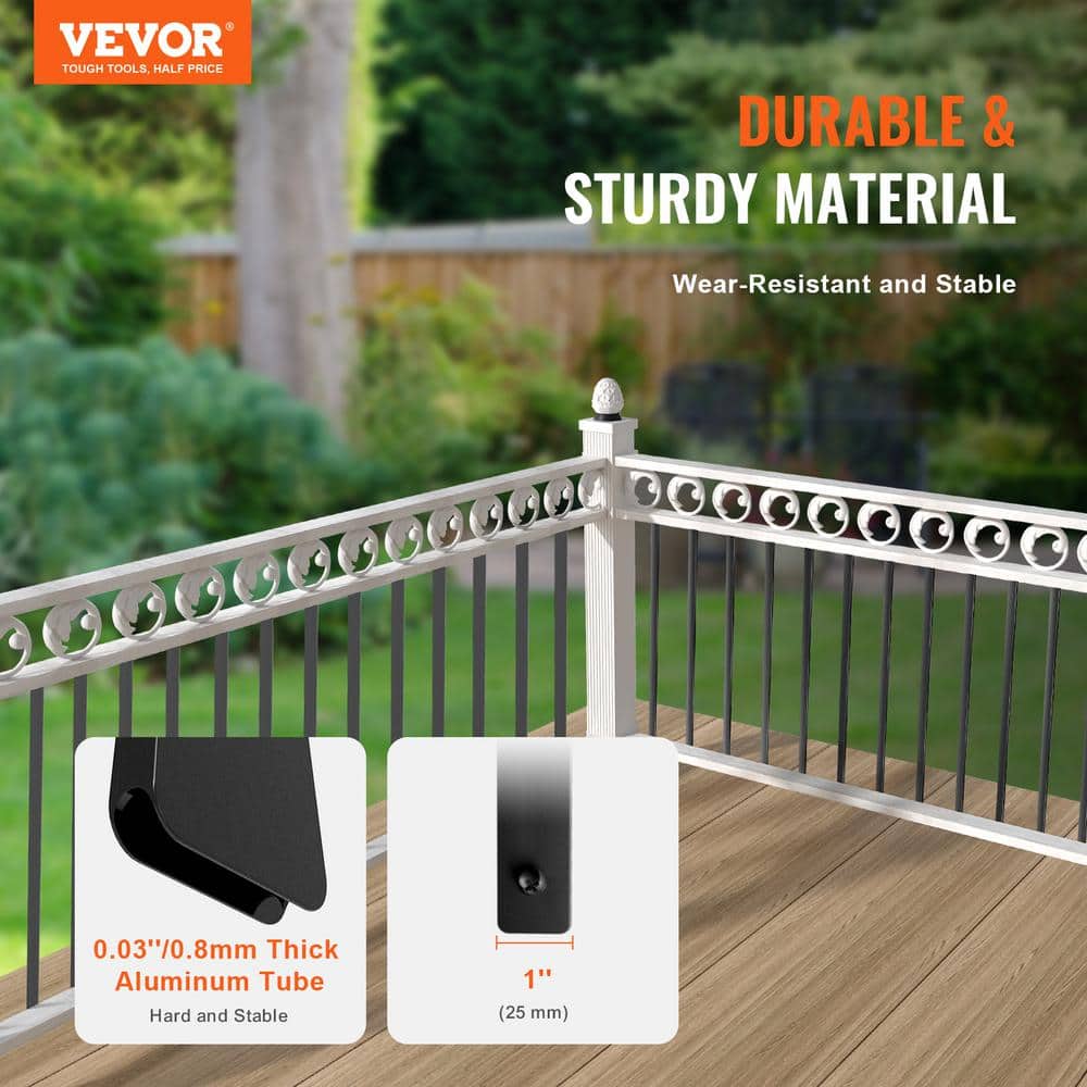 VEVOR Staircase Metal Balusters, 38 x 1 in. Flat Aluminum Alloy Decorative Banister Spindles, 72 Pack Deck Baluster with Screw