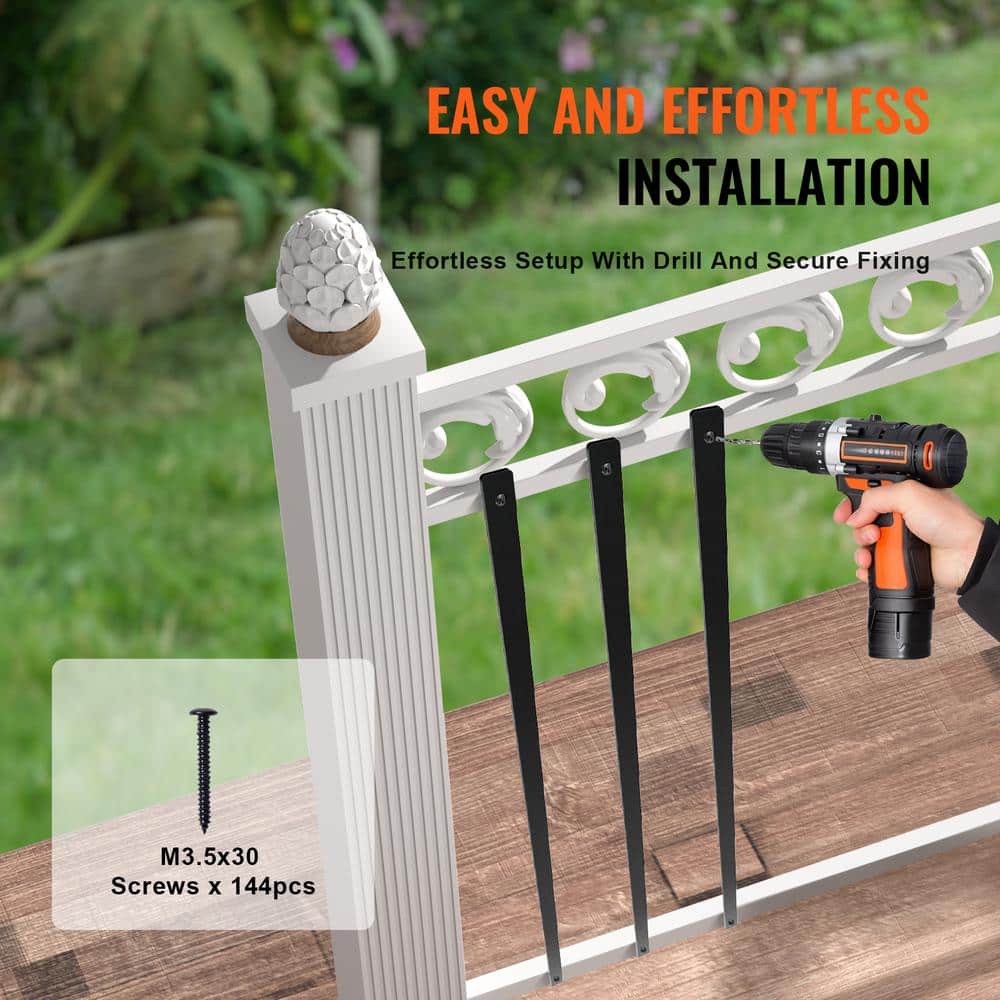 VEVOR Staircase Balusters 37.99 in. H x 0.22 in. W Flat Black Aluminum Alloy Stair Railing Kit Deck Baluster (72-Pack)
