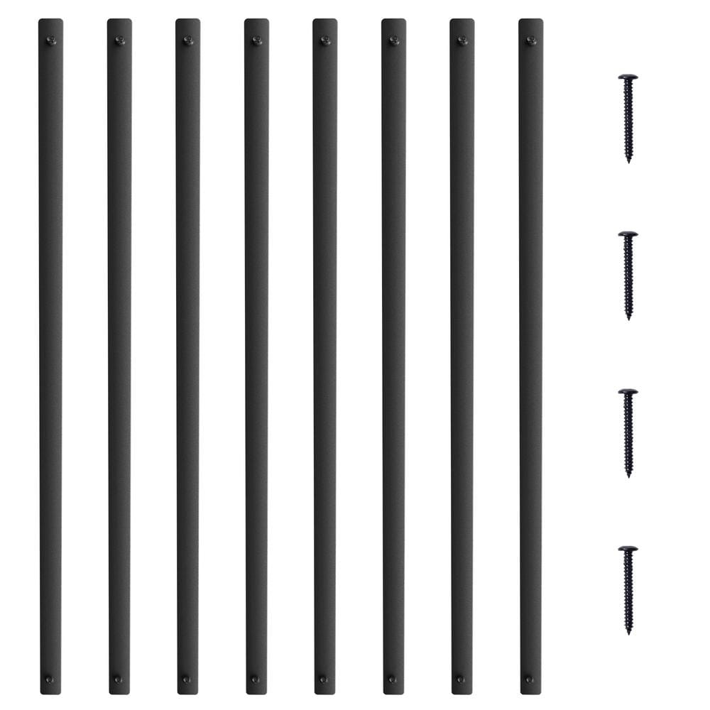 VEVOR Staircase Balusters 37.99 in. H x 0.22 in. W Flat Black Aluminum Alloy Stair Railing Kit Deck Baluster (72-Pack)