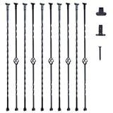 VEVOR 44 in. H x 2.2 in. W Black Galvanized Steel Spindles Stair Railing Kit Deck Baluster with Hollow Single Baskets