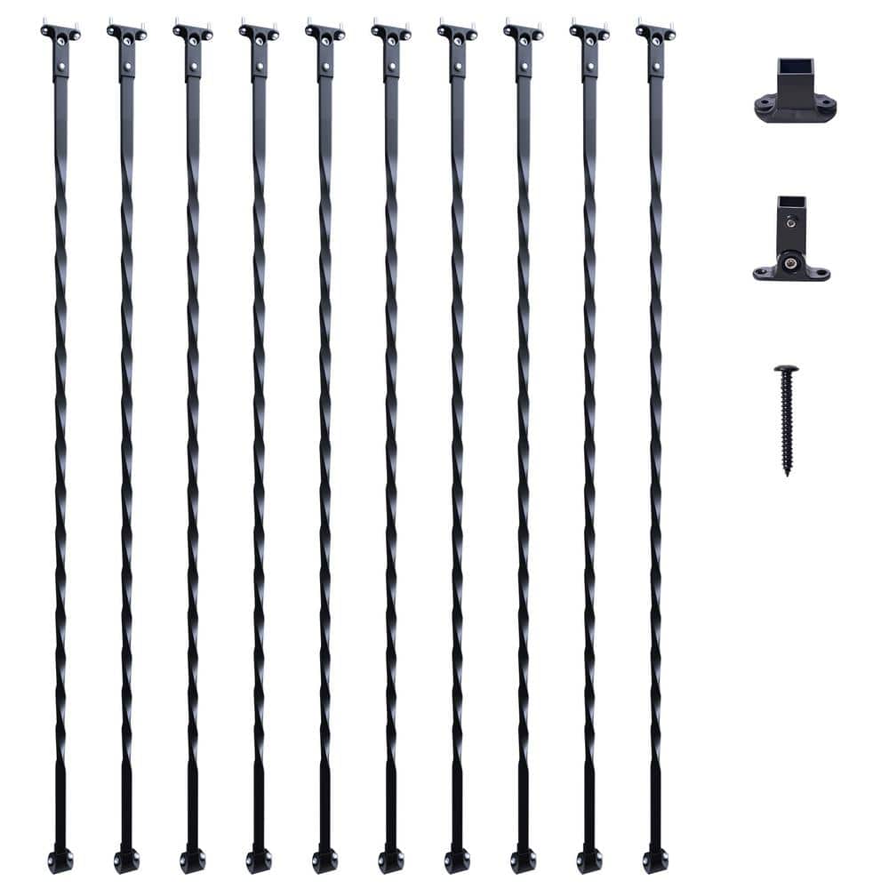 VEVOR Staircase Metal Balusters 44 in. Hx 0.51 in. W Black Galvanized Steel Stair Railing Kit Deck Baluster (10-Pack)