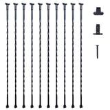 VEVOR Staircase Metal Balusters 44 in. Hx 0.51 in. W Black Galvanized Steel Stair Railing Kit Deck Baluster (10-Pack)
