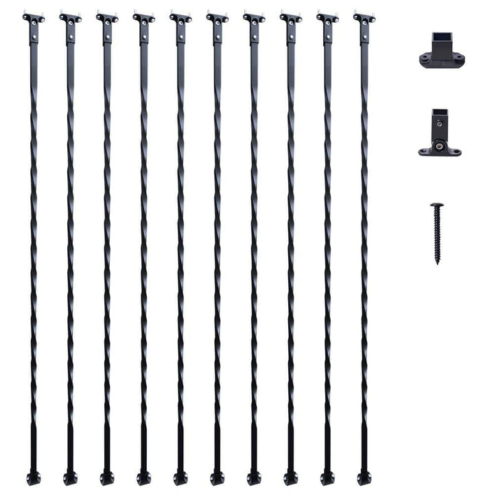 VEVOR Staircase Metal Balusters 44 in. Hx 0.51 in. W Black Galvanized Steel Stair Railing Kit Deck Baluster (10-Pack)