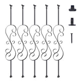 VEVOR Staircase Metal Balusters 44 in. H x 0.79 in. W Black Galvanized Steel Stair Railing Kit Deck Baluster (10-Pack)
