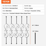 VEVOR Staircase Metal Balusters 44 in. H x 0.79 in. W Black Galvanized Steel Stair Railing Kit Deck Baluster (10-Pack)