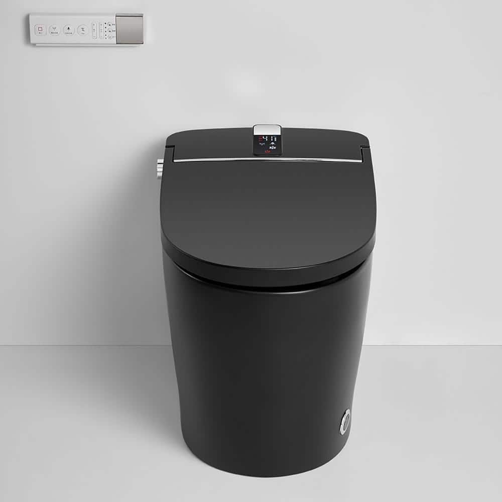 WELLFOR Smart Bidet Toilet 1.28 GPF Matte Black - LED Screen, Auto Functions, Heated Seat
