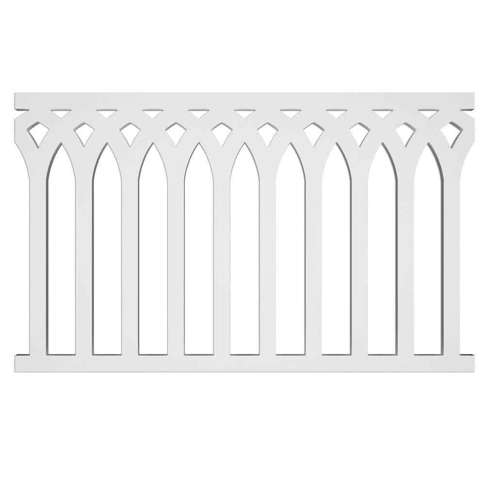 Acurio Latticeworks Steeple Picket 29 in. x 4 ft. White Decorative Vinyl Rail Panel