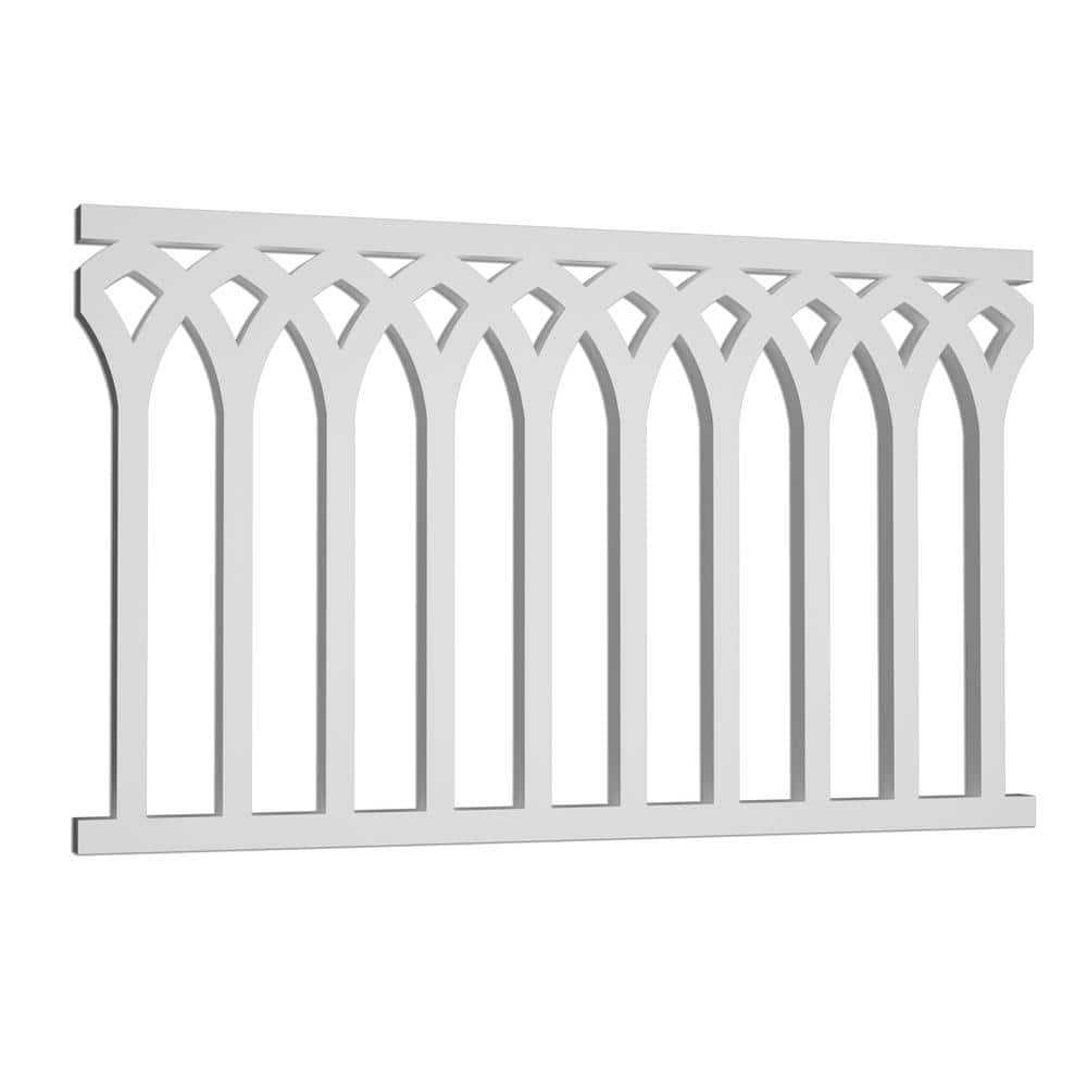 Acurio Latticeworks Steeple Picket 29 in. x 4 ft. White Decorative Vinyl Rail Panel