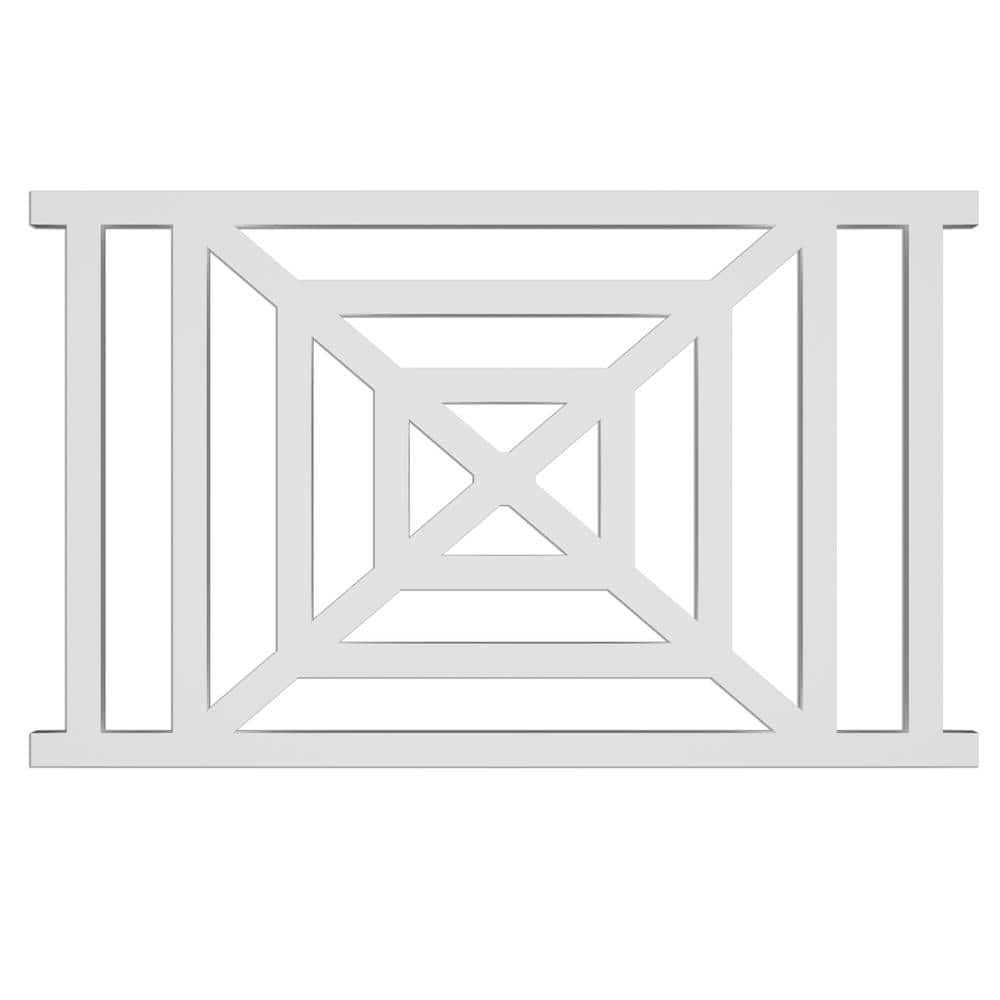 Acurio Latticeworks Scottish Cross 29 in. x 4 ft. White Decorative Vinyl Rail Panel