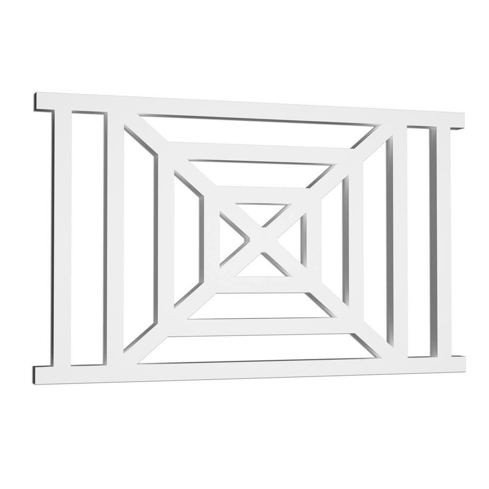 Acurio Latticeworks Scottish Cross 29 in. x 4 ft. White Decorative Vinyl Rail Panel