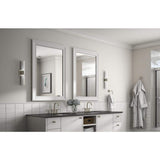Delta 33 in. W x 47 in. H (L1) Framed Rectangular Deluxe Glass Bathroom Vanity Mirror in Matte White