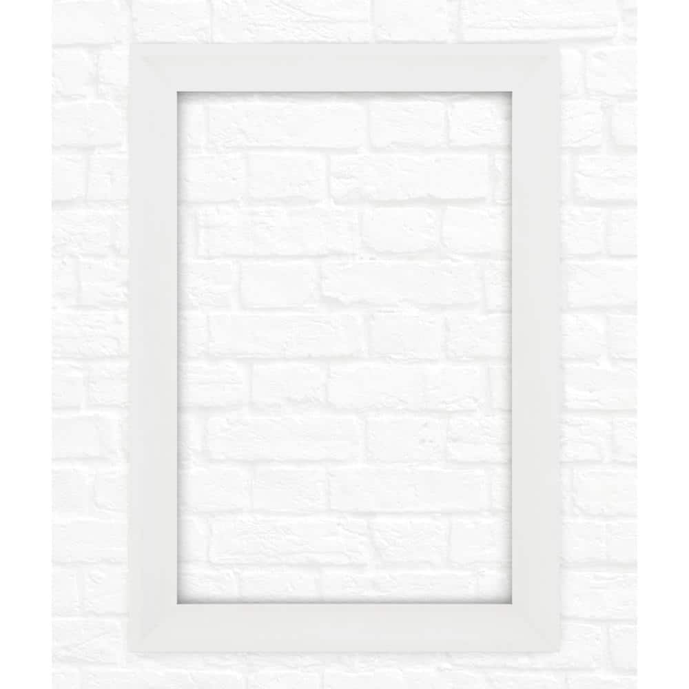 Delta 33 in. W x 47 in. H (L1) Framed Rectangular Deluxe Glass Bathroom Vanity Mirror in Matte White